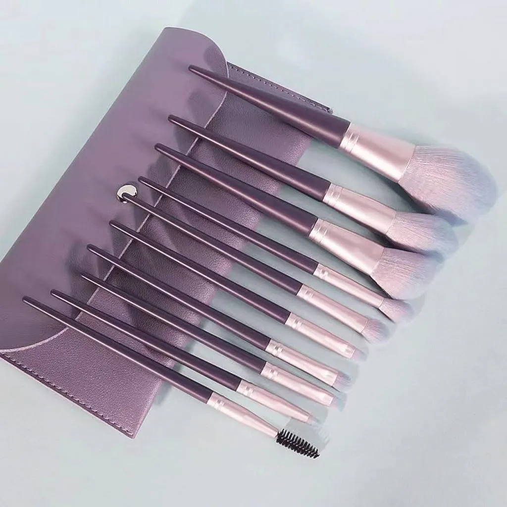 10 Piece Set of Makeup Brushes, Beginner's Complete Set of Makeup Brushes