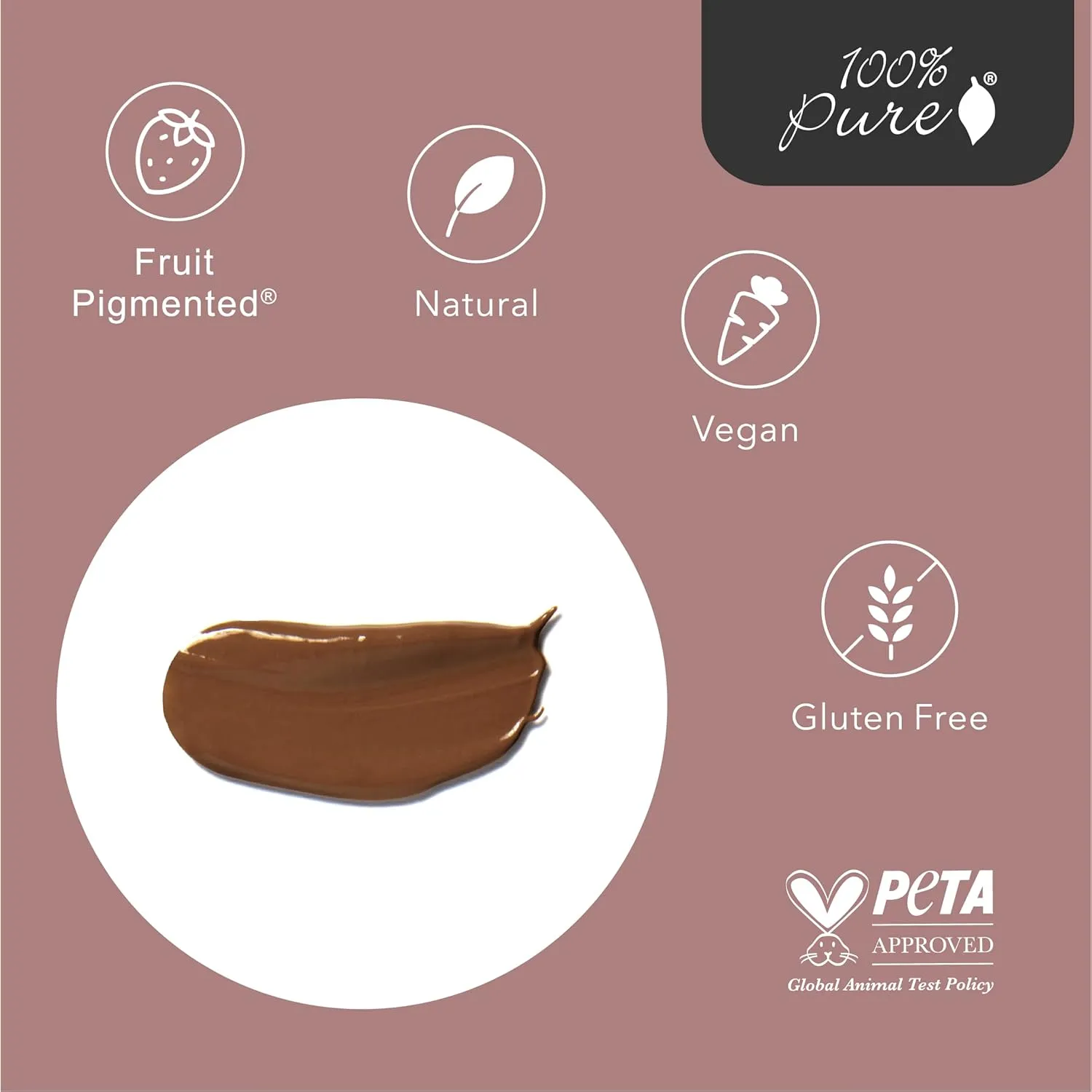 100% PURE Tinted Moisturizer Anti-Aging Face Makeup - Fruit Pigmented Cocoa Light to Medium Coverage & Dewy Glow - Lightweight Foundation Deep Skin w/Neutral Undertone - Vegan - 1.7 Fl Oz