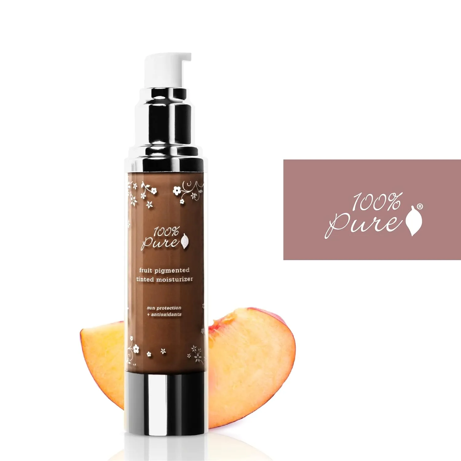 100% PURE Tinted Moisturizer Anti-Aging Face Makeup - Fruit Pigmented Cocoa Light to Medium Coverage & Dewy Glow - Lightweight Foundation Deep Skin w/Neutral Undertone - Vegan - 1.7 Fl Oz