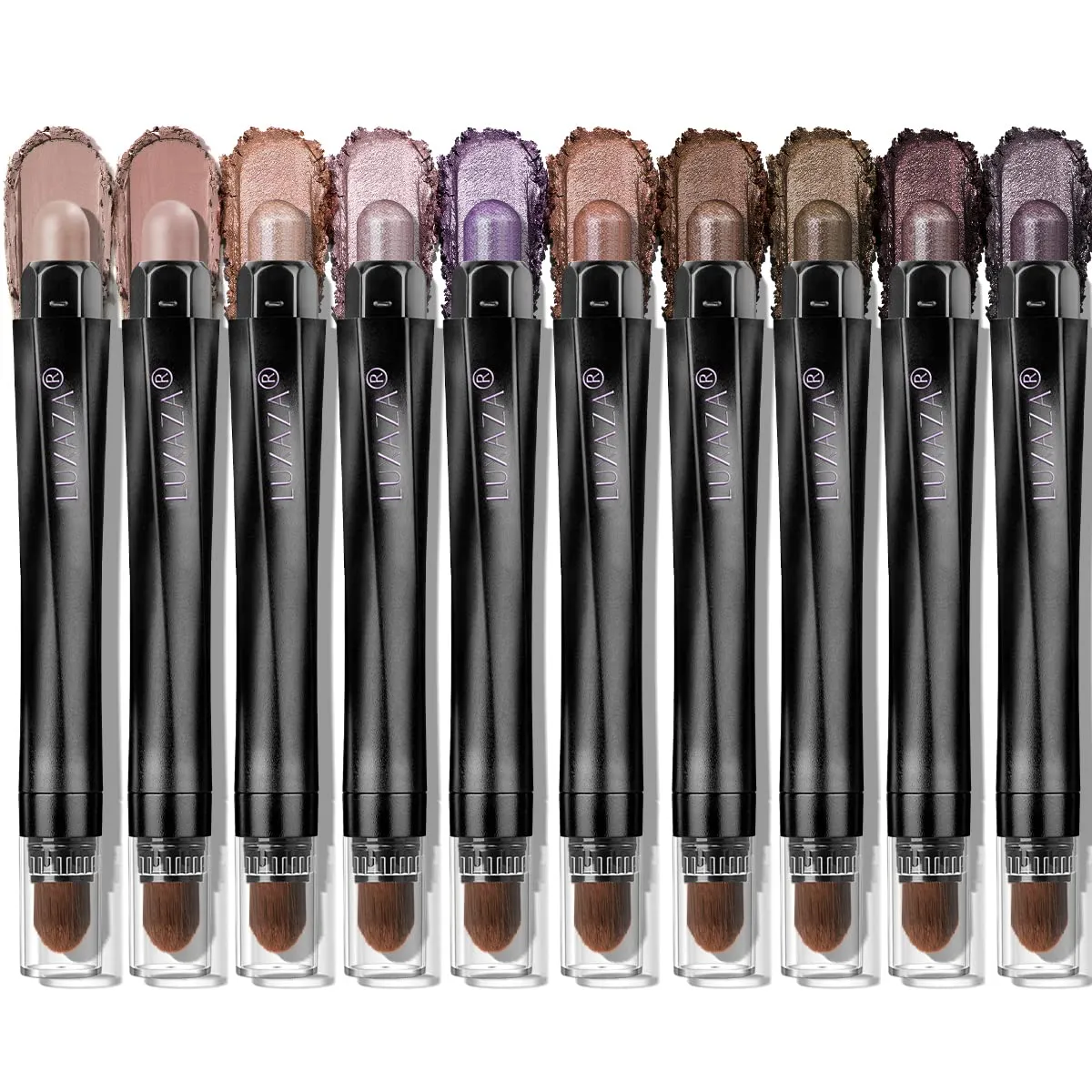 10PCS Eyeshadow Stick,Shimmer And Matte Brown Metallic Cream Eyeshadow Pencil Crayon with Smudge-proof & Waterproof, Eye Brightener Stick, Ideal Gift for Women - Lilac Brown