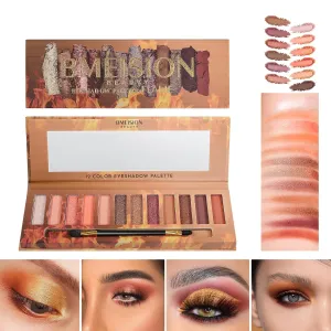 12 Color Nude Eyeshadow Palette Natural Nude Matte Glitter Flame Eyeshadow Palette Set Waterproof Smoke Professional Beauty Makeup Set (flames)