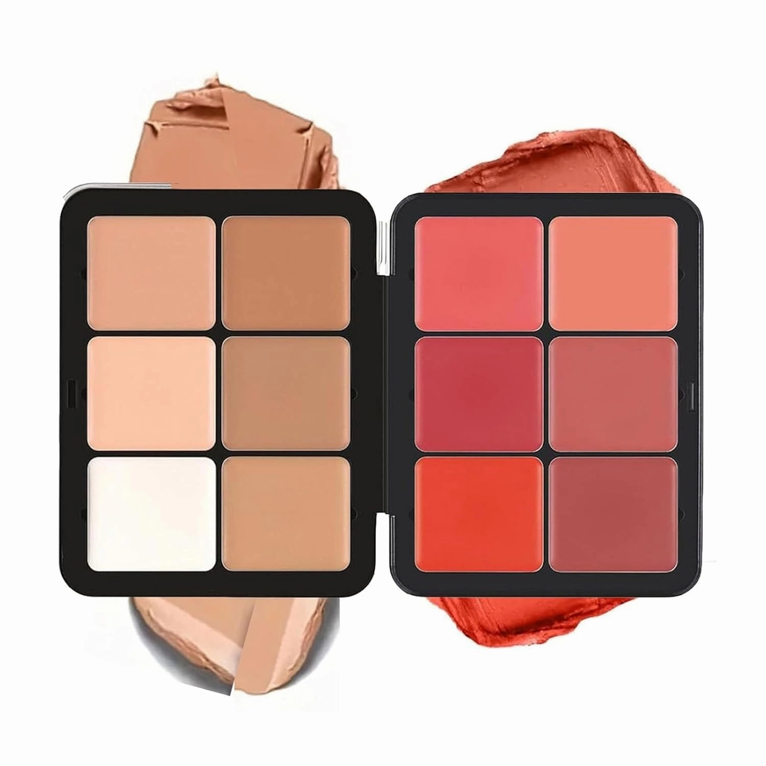 12-Color Concealer & Blush Cream Palette, 2-In-1 Cream Blush Palette, Long-Wearing Full Coverage Makeup Full Coverage Make-up Highlight Blush Palette Face Cosmetics Makeup (12-1)