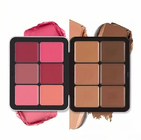 12-Color Concealer & Blush Cream Palette, 2-In-1 Cream Blush Palette, Long-Wearing Full Coverage Makeup Full Coverage Make-up Highlight Blush Palette Face Cosmetics Makeup (12-2)