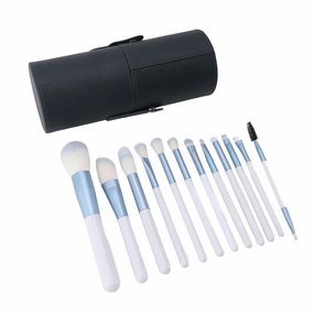 12pcs Makeup Brush Set with Soft Fiber Hairs, Professional Foundation, Blush, Eyeshadow, Concealer Brushes with Dark Green Storage Case