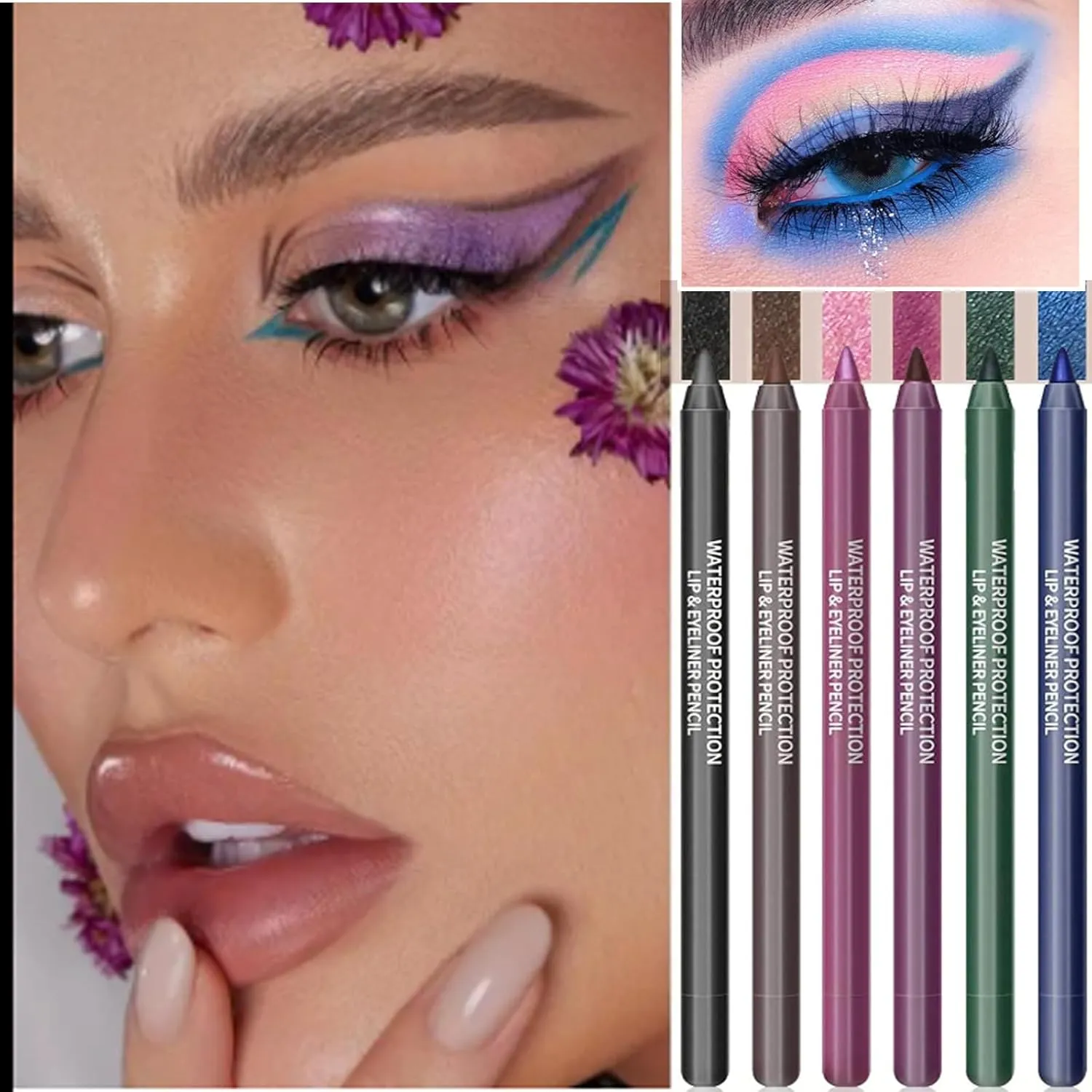 14 Color Eyeliner Shades Pen, High Color Pearl Gloss Finish, Smoked Punk Gothic Eyeliner Pen, Pearl Eyeliners Kit Metallic Eyeshadow Pencil, Eye Liner Pencils for Women (14 color)
