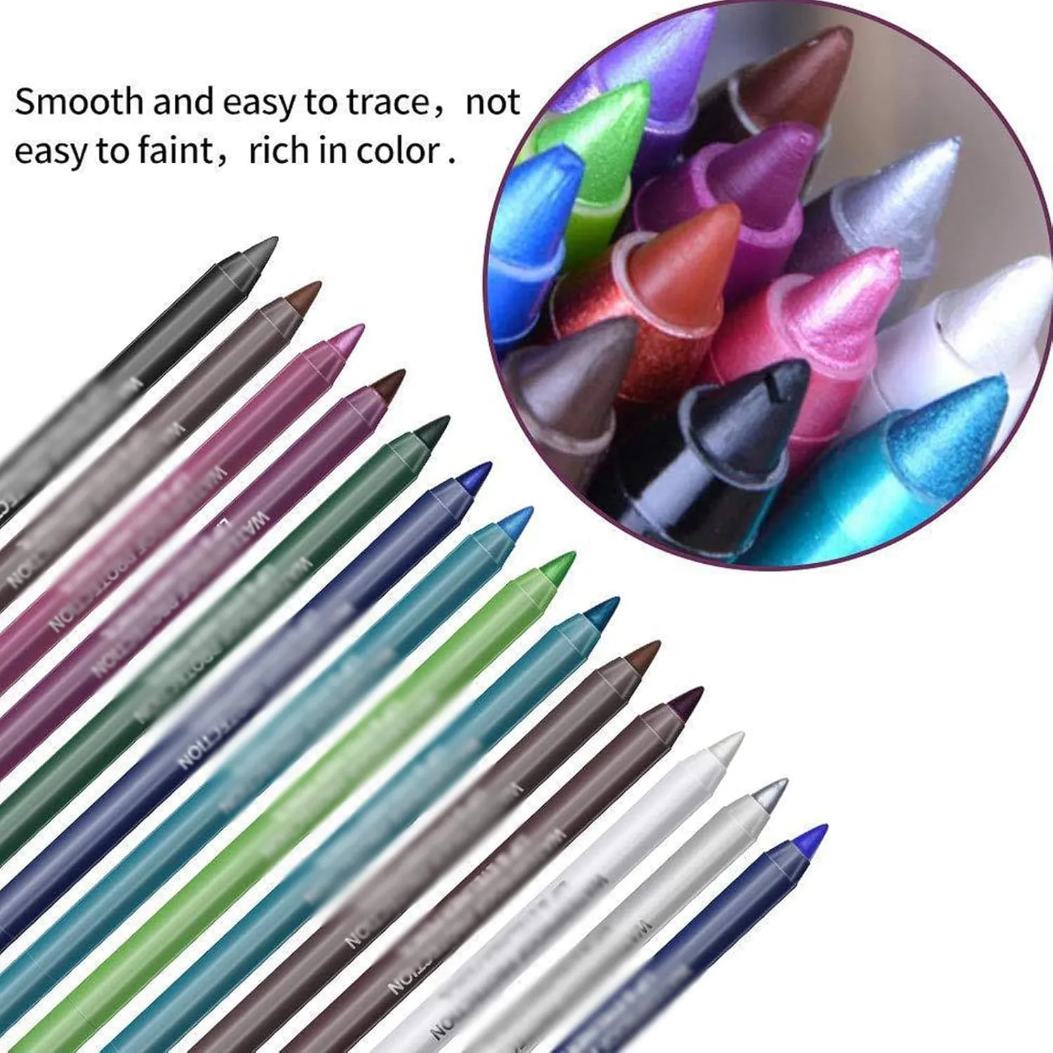 14 Color Eyeliner Shades Pen, High Color Pearl Gloss Finish, Smoked Punk Gothic Eyeliner Pen, Pearl Eyeliners Kit Metallic Eyeshadow Pencil, Eye Liner Pencils for Women (14 color)