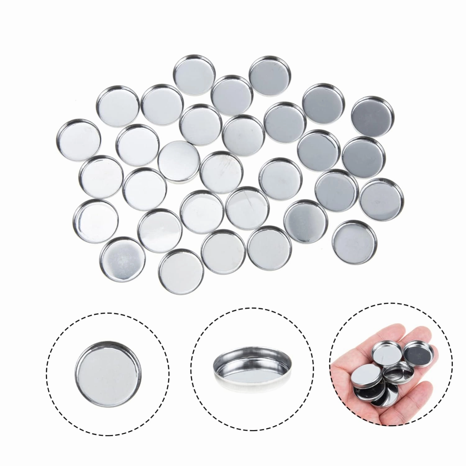 150pcs Empty Round Metal Pans Eyeshadow Accessory Blusher Case for Cosmetics Lightweight Makeup Containers for Travel Sharing for Custom