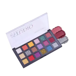 18 Vibrant Colors Eyeshadow Palette| Long Wearing And Easily Blendable Eye Makeup Palette | Multicolor - 25Gm | Matte,Shimmery, Glitter & Metallic Finish Palette (Skin)