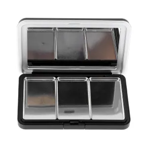 1Pc 3 Grids Empty Eyeshadow Palette Concealer Container with Mirror Multifunction Makeup Sub Plate for Lipstick Blusher (Black)