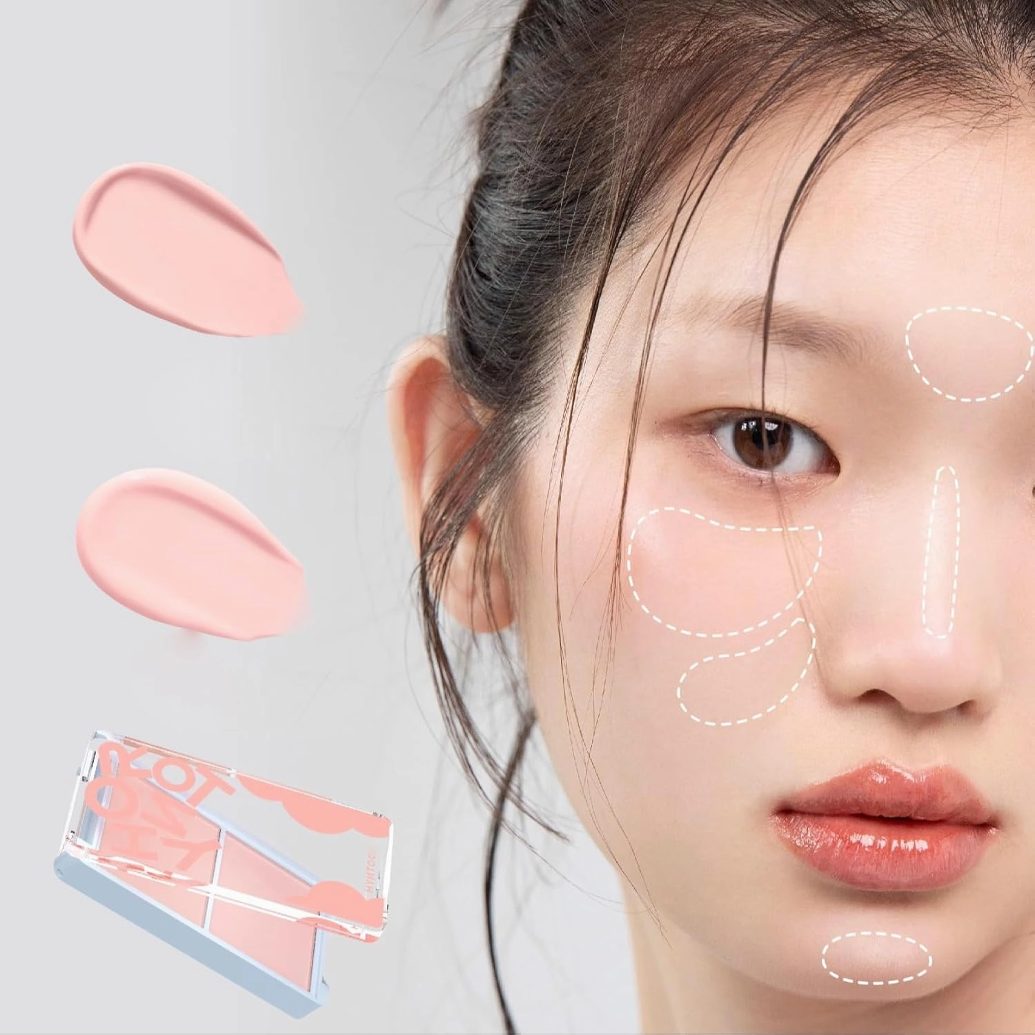 1PC Hyntoor Concealer Facial Palette, Long Lasting Moisturizing Creamy Makeup Facial Concealer, Create Flawless Makeup (2 Color Highlighter, 7g)