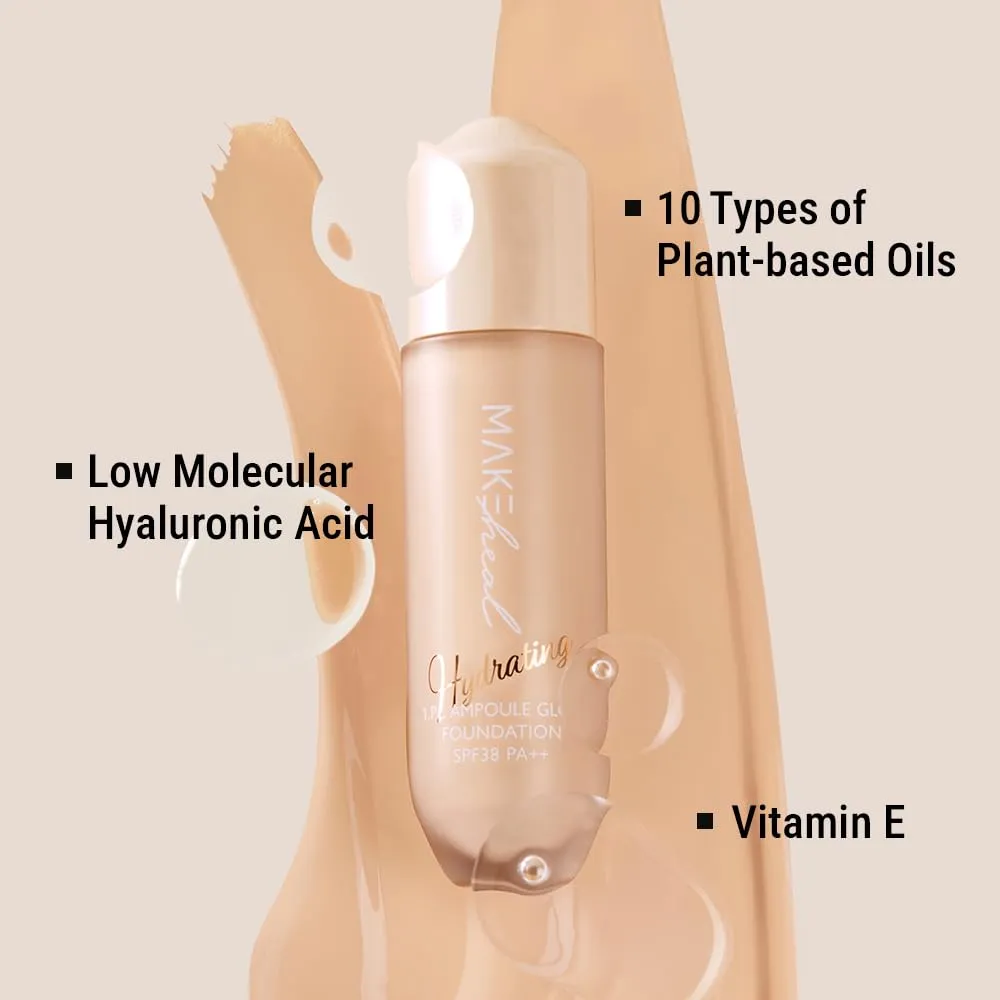 1.P.L AMPOULE GLOW FOUNDATION dewy glowy finish, liquid foundation with wand, all day coverage, blendable, 28g 0.99 fl Oz [19-N PURITY]