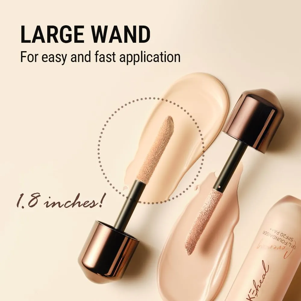 1.P.L FOUNDAISER FOUNDATION matte finish, liquid foundation with wand, long lasting full coverage, blendable, 28g 0.99 fl Oz [21-C PEONY]