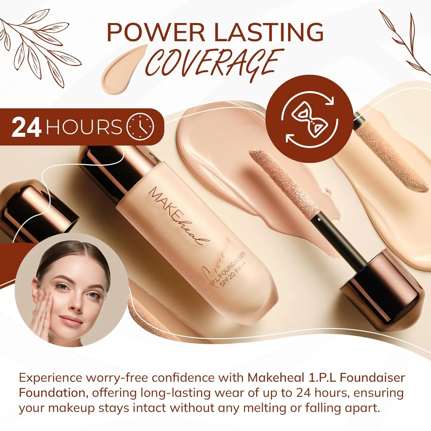 1.P.L Foundaiser Foundation with SPF 20 PA  , Korean Foundation, Long-Lasting & Flawless Coverage, For Fair to Light Skin Tones, From the Makers of Mediheal (0.98oz) (19N - Purity)