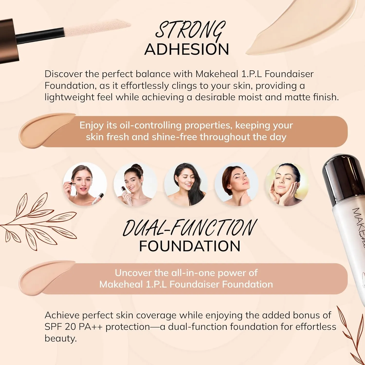 1.P.L Foundaiser Foundation with SPF 20 PA  , Korean Foundation, Long-Lasting & Flawless Coverage, For Fair to Light Skin Tones, From the Makers of Mediheal (0.98oz) (19N - Purity)