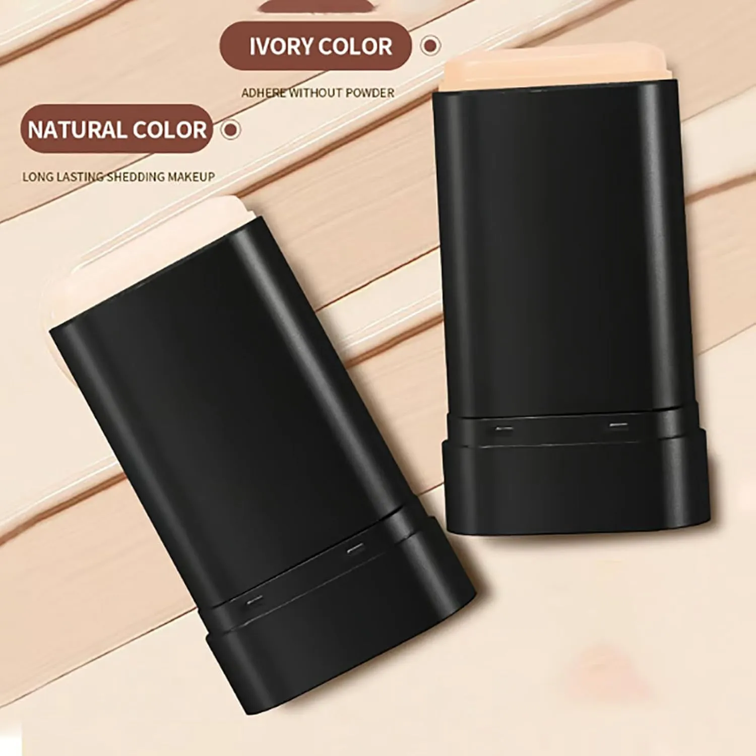 2 in 1- Luxury Anti-Wrinkle Foundation Stick, Instant Concealing Foundation Stick with Built-In Brush, Korea Flawless Eraser Foundation Stick, Natural Matte Foundation Stick (Natural*2, 20g)