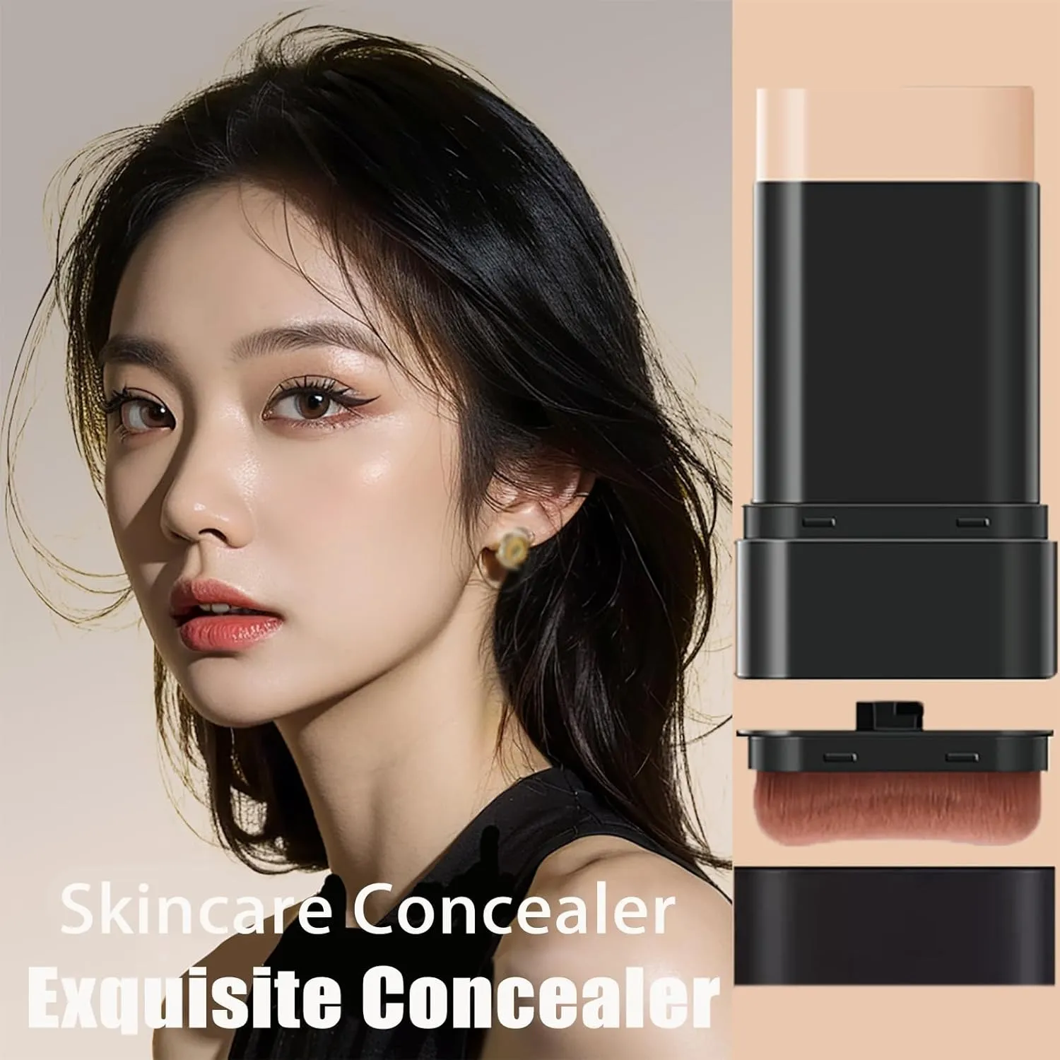 2 In 1- Luxury Anti-Wrinkle Foundation Stick, Korea Flawless Eraser Foundation Stick With Brush, Contour Stick Foundation Face Stick, Makeup Eraser Korean Foundation Stick (Natural * 2)