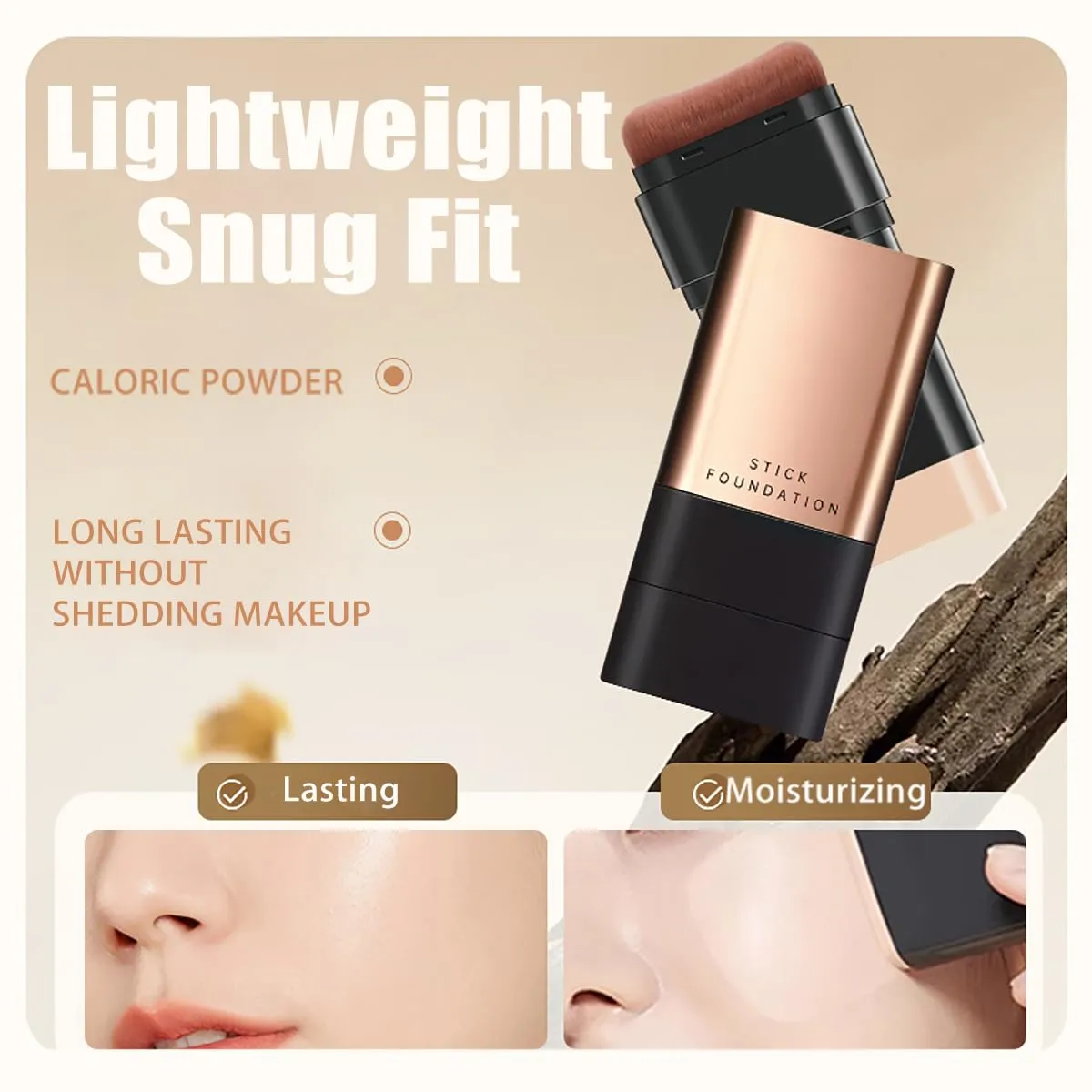 2 In 1- Luxury Anti-Wrinkle Foundation Stick, Korea Flawless Eraser Foundation Stick With Brush, Contour Stick Foundation Face Stick, Makeup Eraser Korean Foundation Stick (Natural * 2)