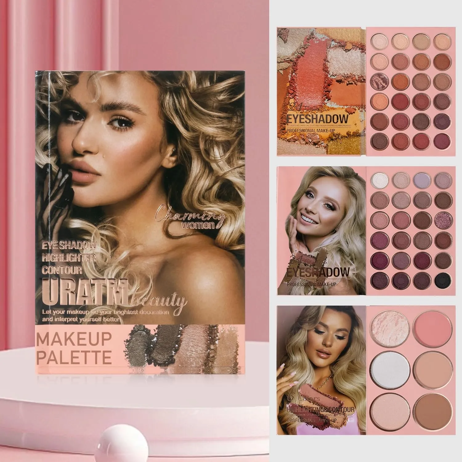 2-Layer/3-Layer Multi - Functional Beauty Book Kit- Style Makeup Palette Ingeniously Combines Eyeshadows, Blushes, Highlighters, Contour Powders In One,Best Choice for A Gift for Women (3-Layer A)