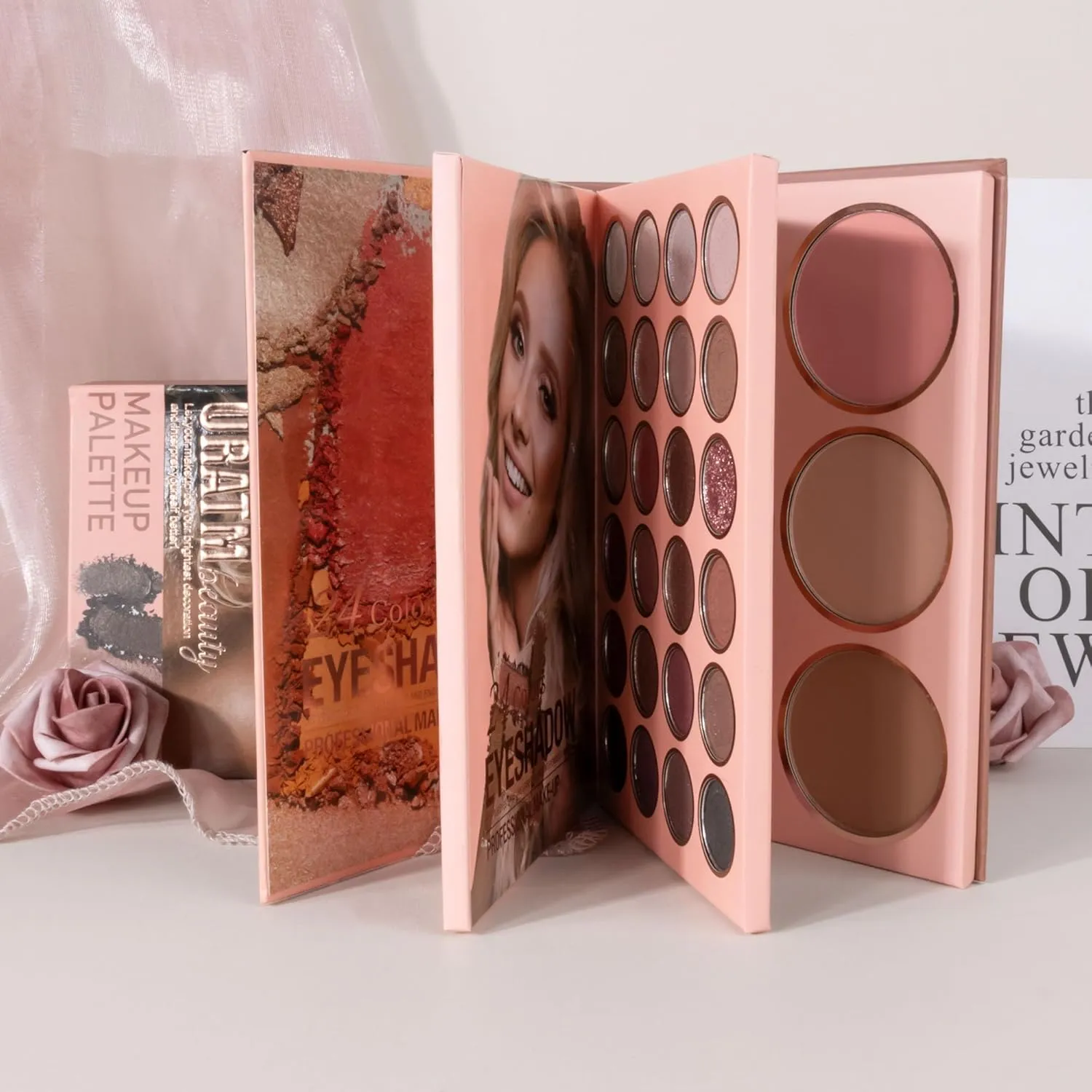 2-Layer/3-Layer Multi - Functional Beauty Book Kit- Style Makeup Palette Ingeniously Combines Eyeshadows, Blushes, Highlighters, Contour Powders In One,Best Choice for A Gift for Women (3-Layer A)