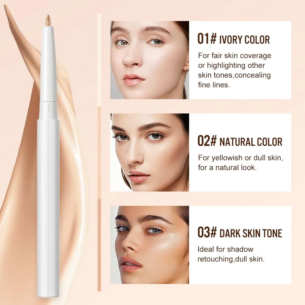 2025 NEW Multifunctional Concealer Stick,Waterproof Full Coverage Beauty Concealer Penci Eyebrow Concealer Pencil, Under Eye Concealer Pen Change The Lip Line Concealer Pen (3PCS, 1 Count)
