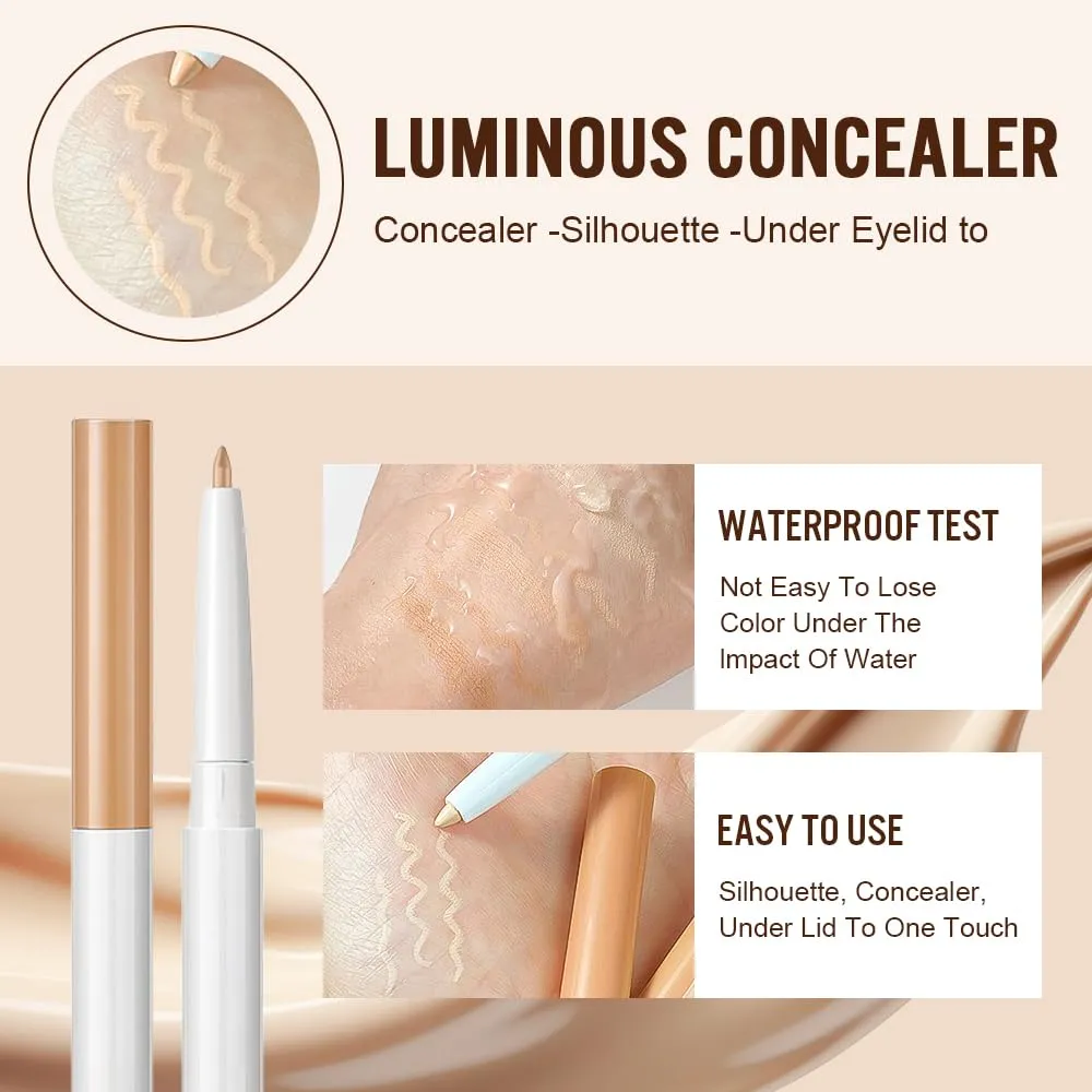 2025 NEW Multifunctional Concealer Stick,Waterproof Full Coverage Beauty Concealer Penci Eyebrow Concealer Pencil, Under Eye Concealer Pen Change The Lip Line Concealer Pen (3PCS, 1 Count)