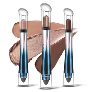 24H Longwear Cream Eyeshadow Stick,3 PCS Metallic Brown Eyeshadow Pencil Crayon Eye Brightener Stick Set Brown
