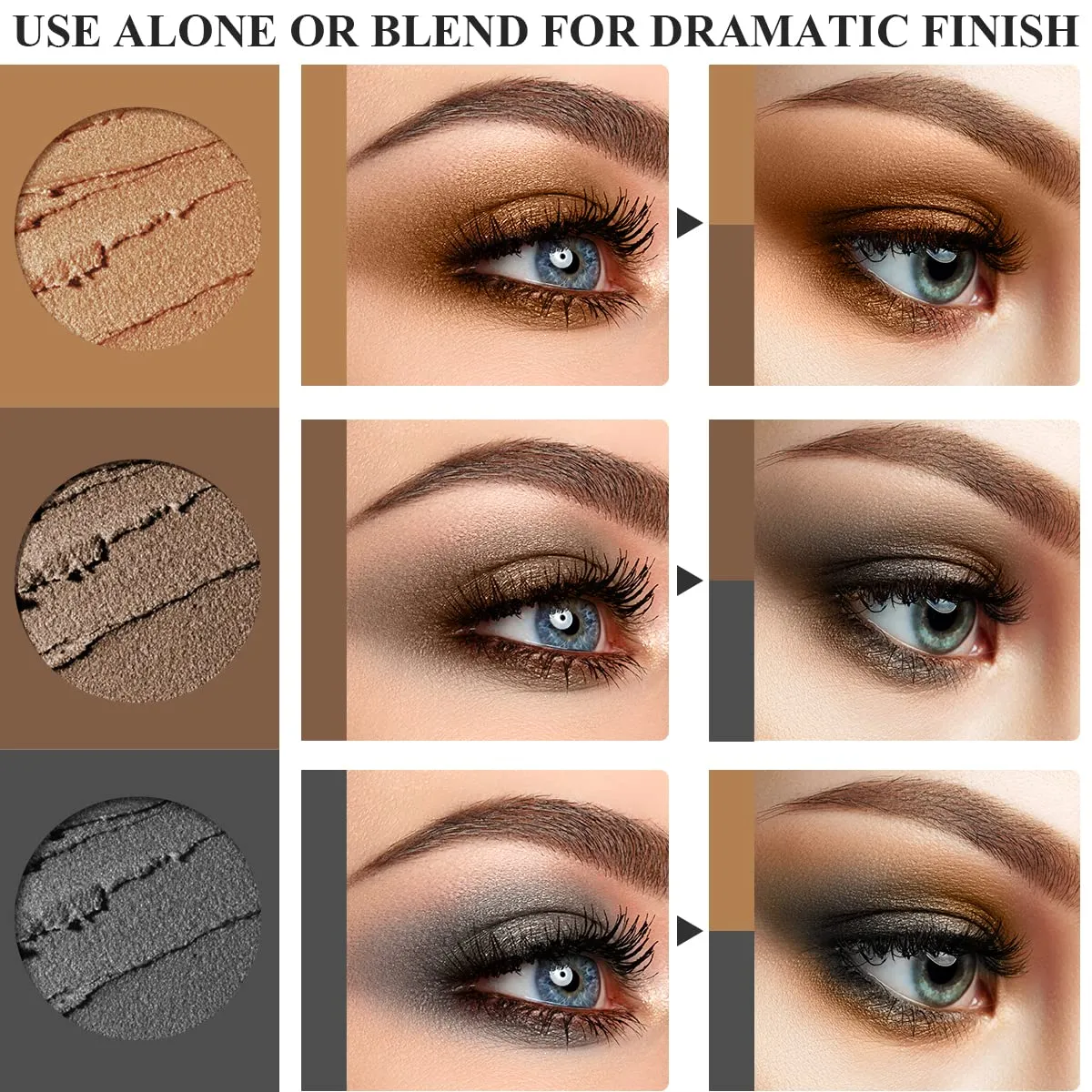 24H Longwear Cream Eyeshadow Stick,3 PCS Metallic Brown Eyeshadow Pencil Crayon Eye Brightener Sticks, Waterproof Eye Shadow Pencil Eye Makeup