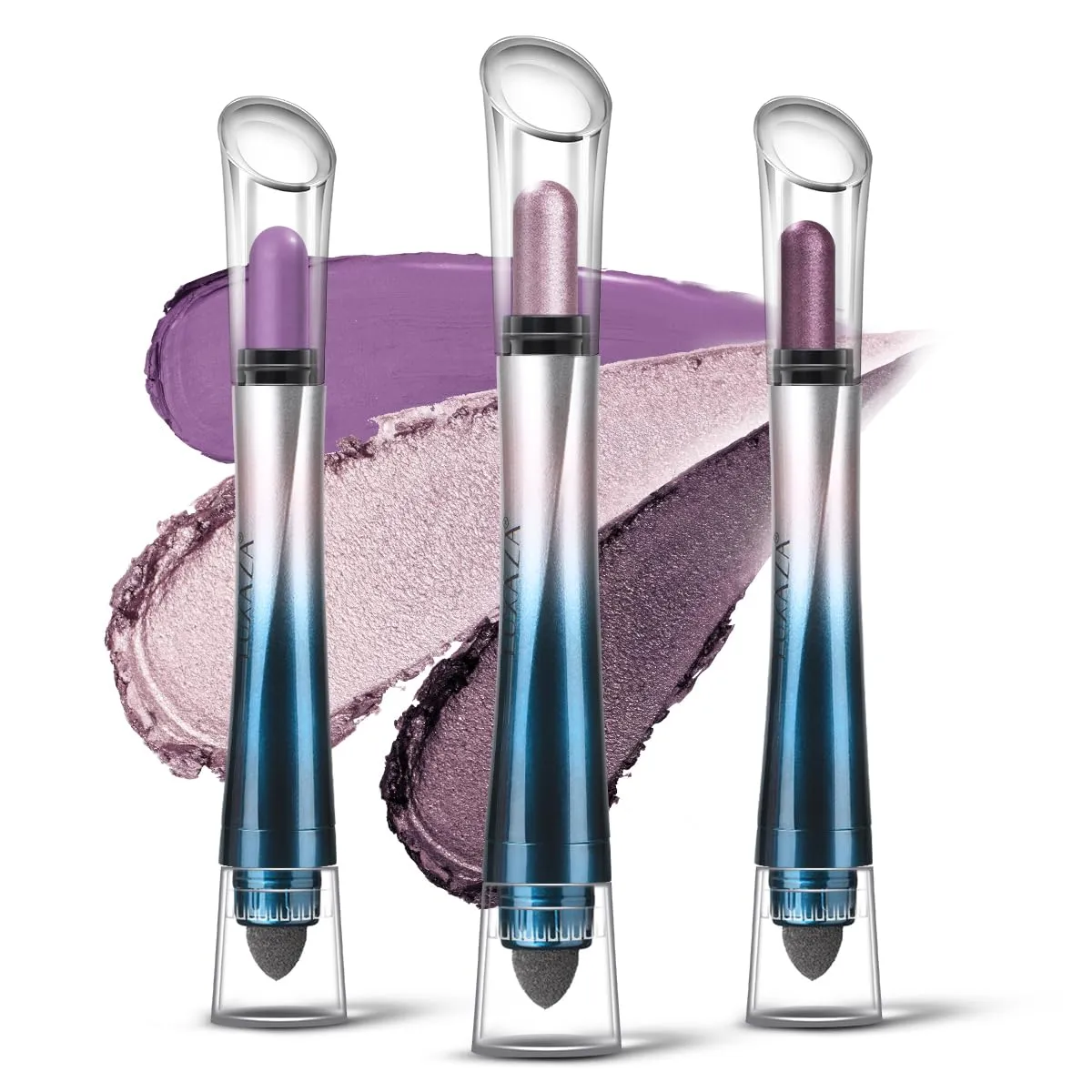 24H Longwear Cream Eyeshadow Stick,3 PCS Metallic Purple Eyeshadow Pencil Crayon Eye Brightener Stick Set Purple