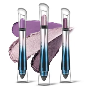 24H Longwear Cream Eyeshadow Stick,3 PCS Metallic Purple Eyeshadow Pencil Crayon Eye Brightener Stick Set Purple