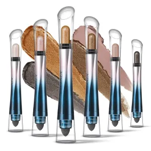 24H Longwear Eyeshadow Stick, Matte And Metallic Neutral Brown Cream Eyeshadow Pencil Crayon, Waterproof Champagne Shimmer Eye Brightener Sticks, Pro Eye Highlighter Makeup Stick