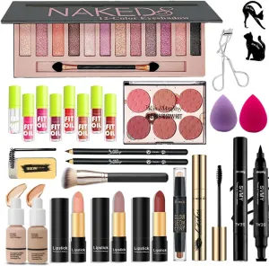 28 Pcs All in One Full Makeup Kit for Women, Makeup Set for Women&Beginner,Eyeshadow, Foundation, Lipsticks, Eyeliner, Mascara, Brow Soap Make Up Gift Set for Women Teen Makeup Kit For Girl