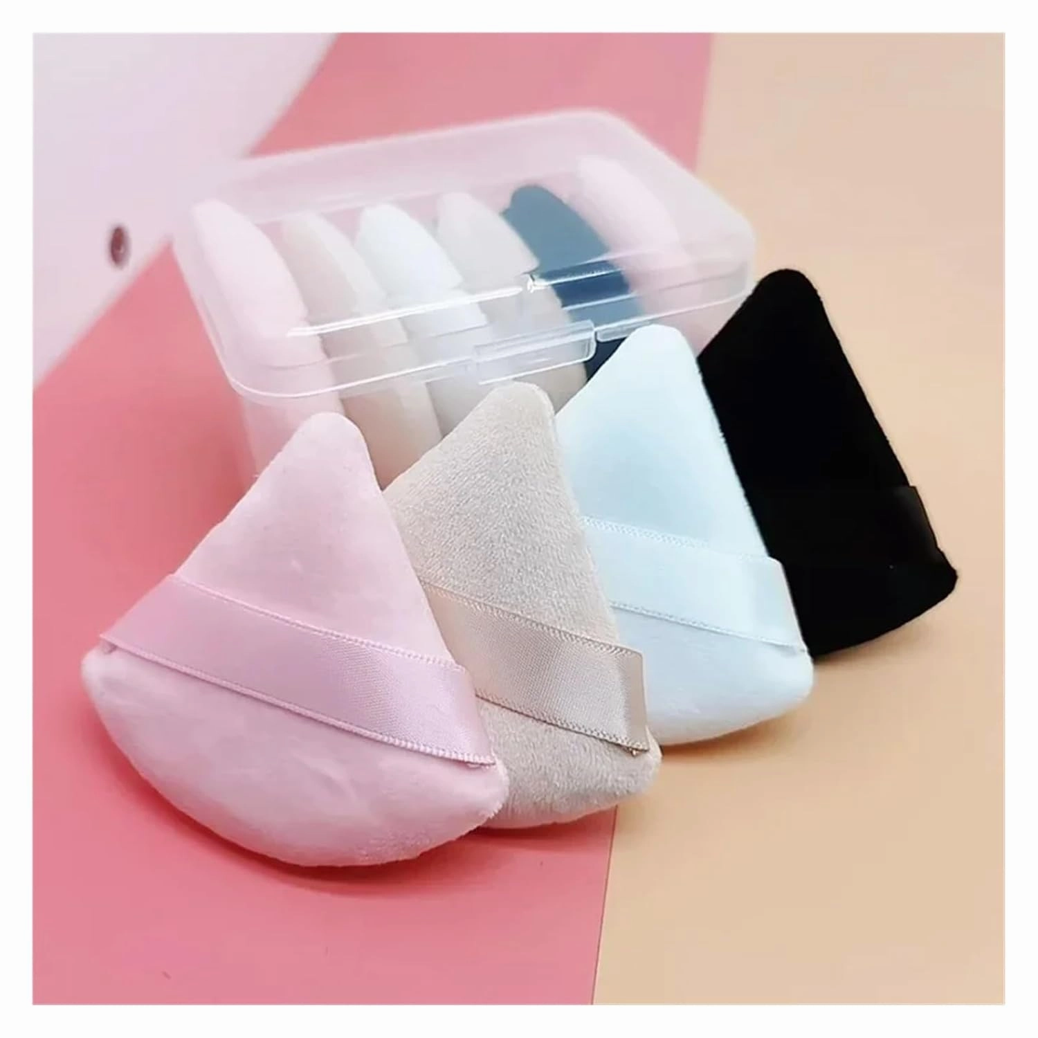 2/6Pcs Triangle Powder Puff Soft Velvet Cosmetic Puff Face Makeup Sponge Foundation Puff Makeup Blender Beauty Make Up Tools(6PCS Skin with box)