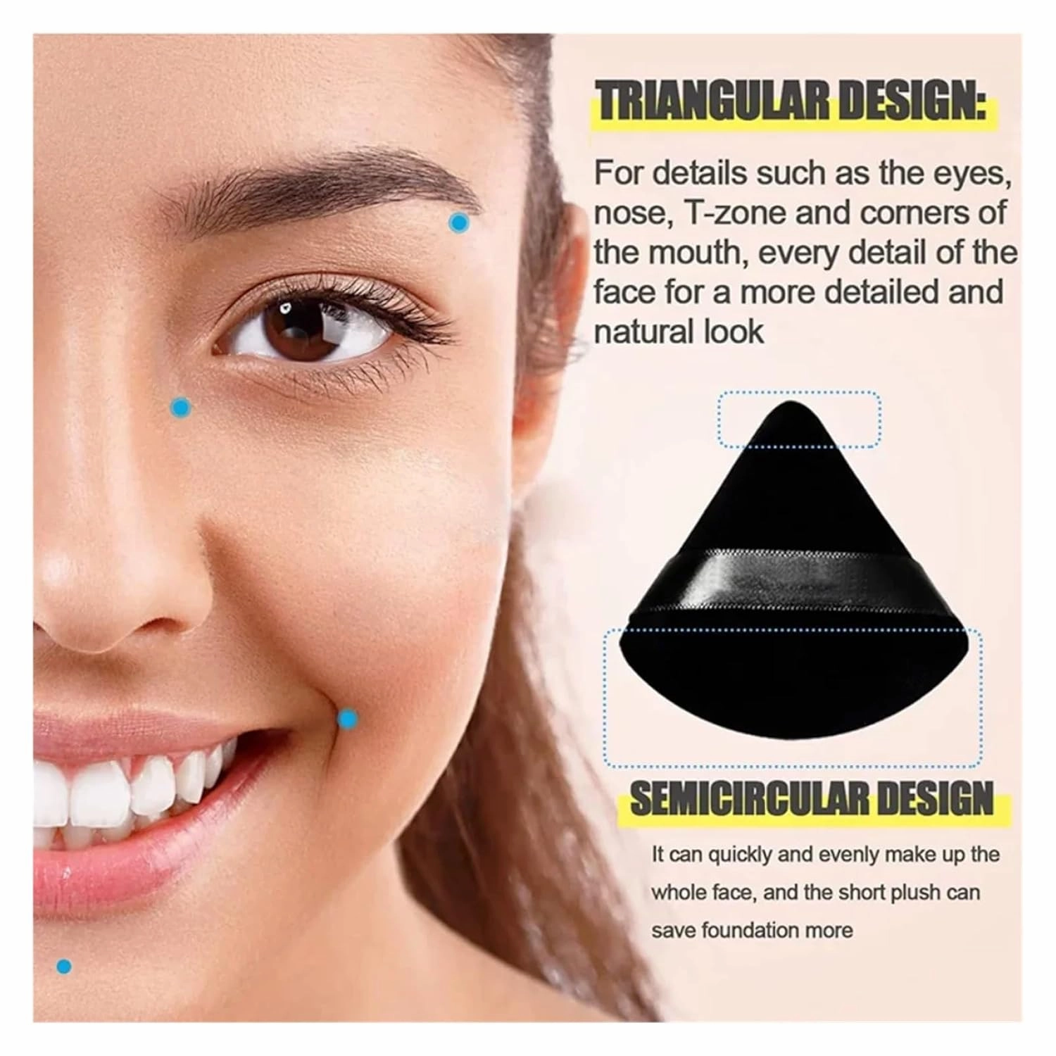 2/6Pcs Triangle Powder Puff Soft Velvet Cosmetic Puff Face Makeup Sponge Foundation Puff Makeup Blender Beauty Make Up Tools(6PCS Skin with box)