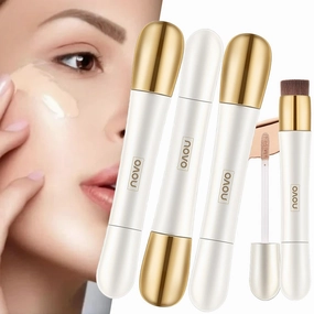 2 in 1 Foundation Anti-Wrinkle Concealer with Built-in Brush, Novo Foundation and Concealer Double Head Makeup Stick, Waterproof Long Lasting Anti-Wrinkle Concealer Foundation (3Pcs-Mix)