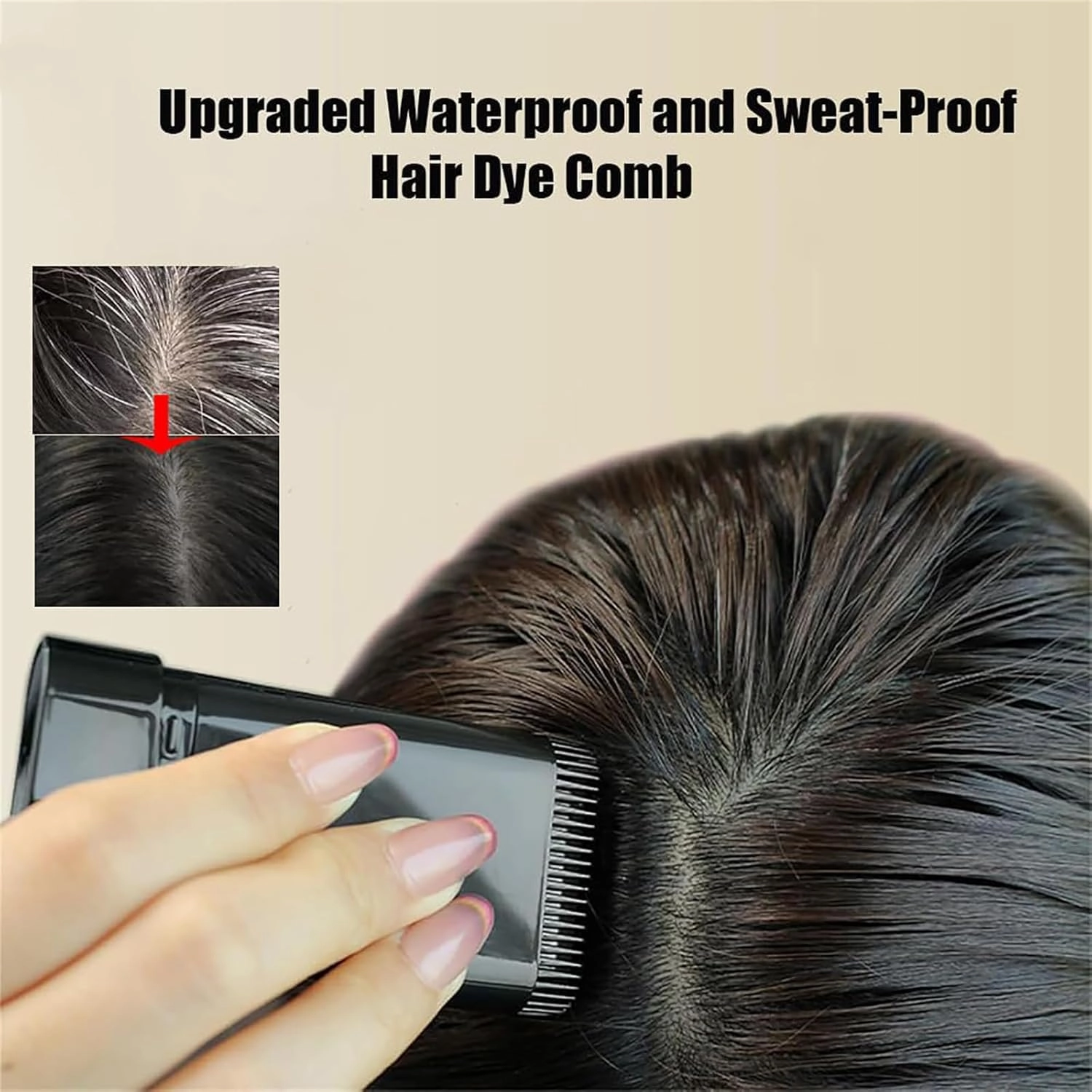 2PCS White Hair Concealer Stick, White Hair Concealer Stick for Women, Portable Hair Color Touch-UpStick with Comb, Waterproof and Sweat-Proof Hair DyeStick (#Black, 2PCS)