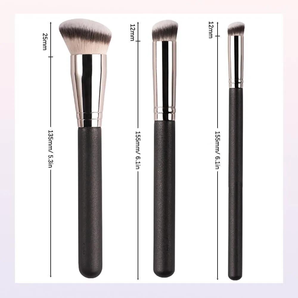 3/6 PCS Beauty Brushes, 101 Foundation Brush, A506 Concealer Brush, Angie Hot & Flashy A506 Concealer, Angled Under Eye Concealer Brushes, Beauty Foundation Contour Conceal Makeup Brush Set (Color :