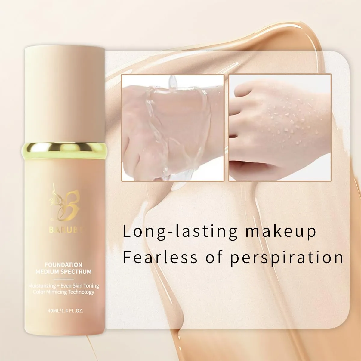 4 in 1 Color-changing Foundation, Smoothes Fine Lines with Sodium Hyaluronate, Hydrating and Nourishing,Concealer, Primer, Waterproof and Sweatproof 2PCS