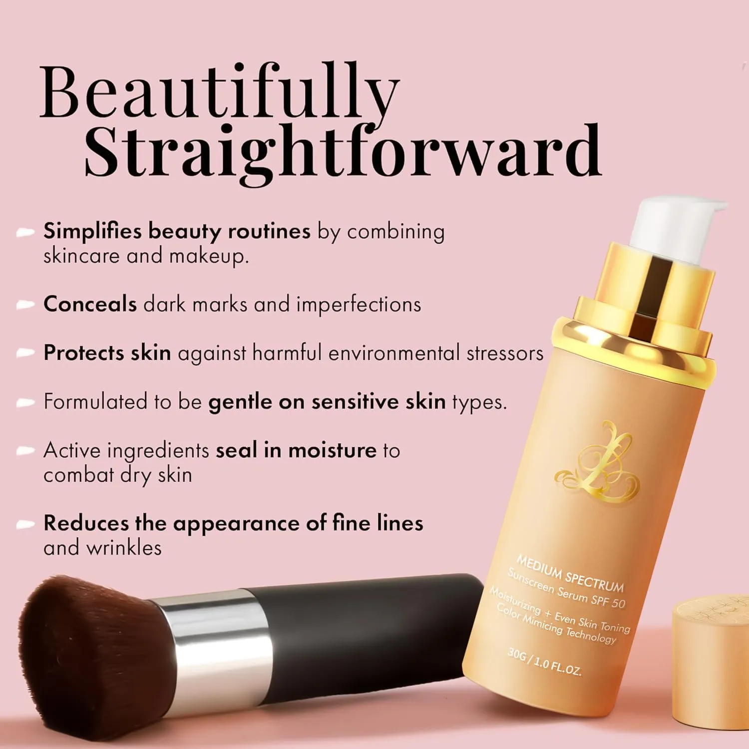 4-in-1 Color Changing Liquid Foundation Complexion Perfector – Long-Lasting CC Cream Foundation - Waterproof & Transfer-Resistant Skin Tint (Natural, 1.0 Fl Oz)