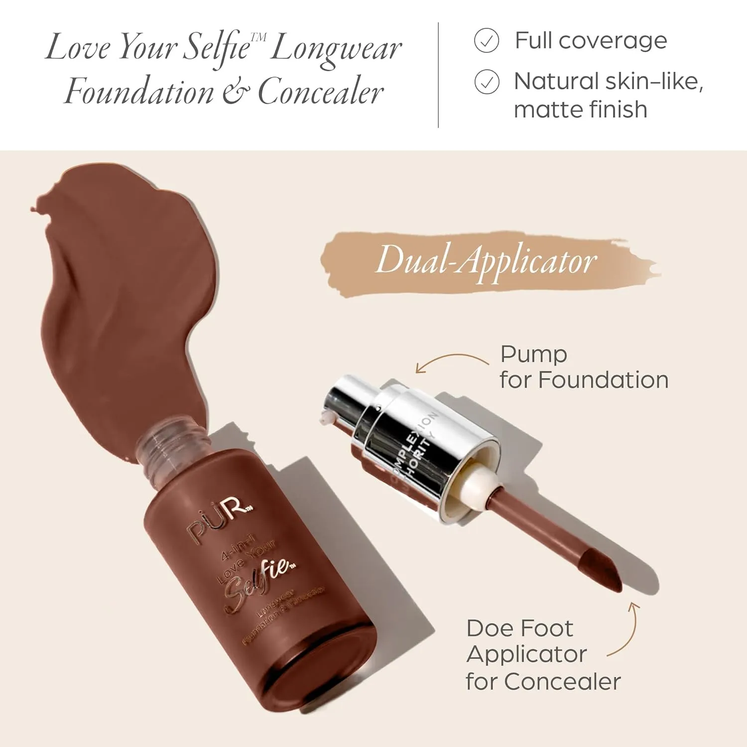 4-in-1 Love Your Selfie Longwear Foundation & Concealer Full Coverage Liquid Foundation, Hydrating Formula, Cruelty Free