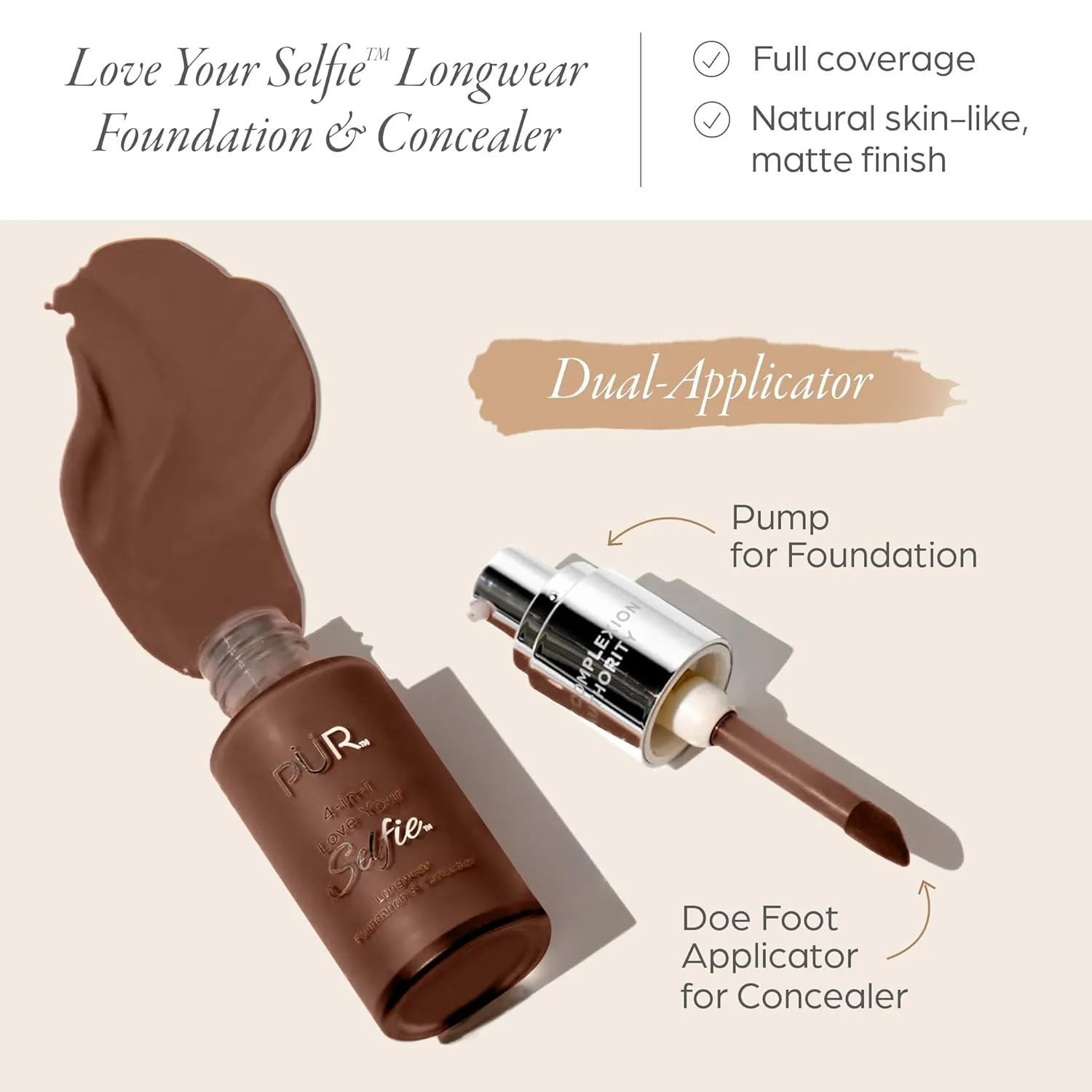 4-in-1 Love Your Selfie Longwear Foundation & Concealer Full Coverage Liquid Foundation, Hydrating Formula, Cruelty Free