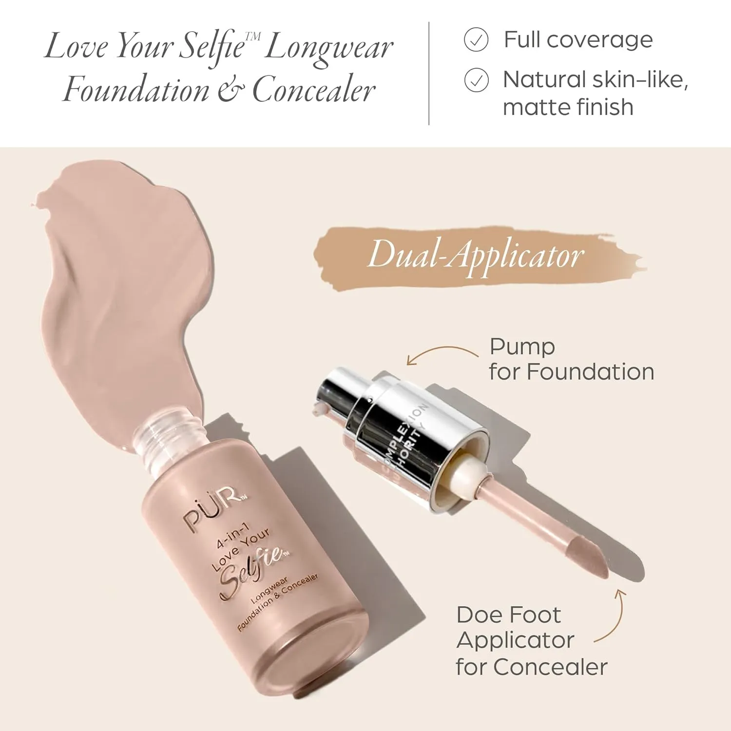 4-in-1 Love Your Selfie Longwear Foundation & Concealer Full Coverage Liquid Foundation, Hydrating Formula, Cruelty Free