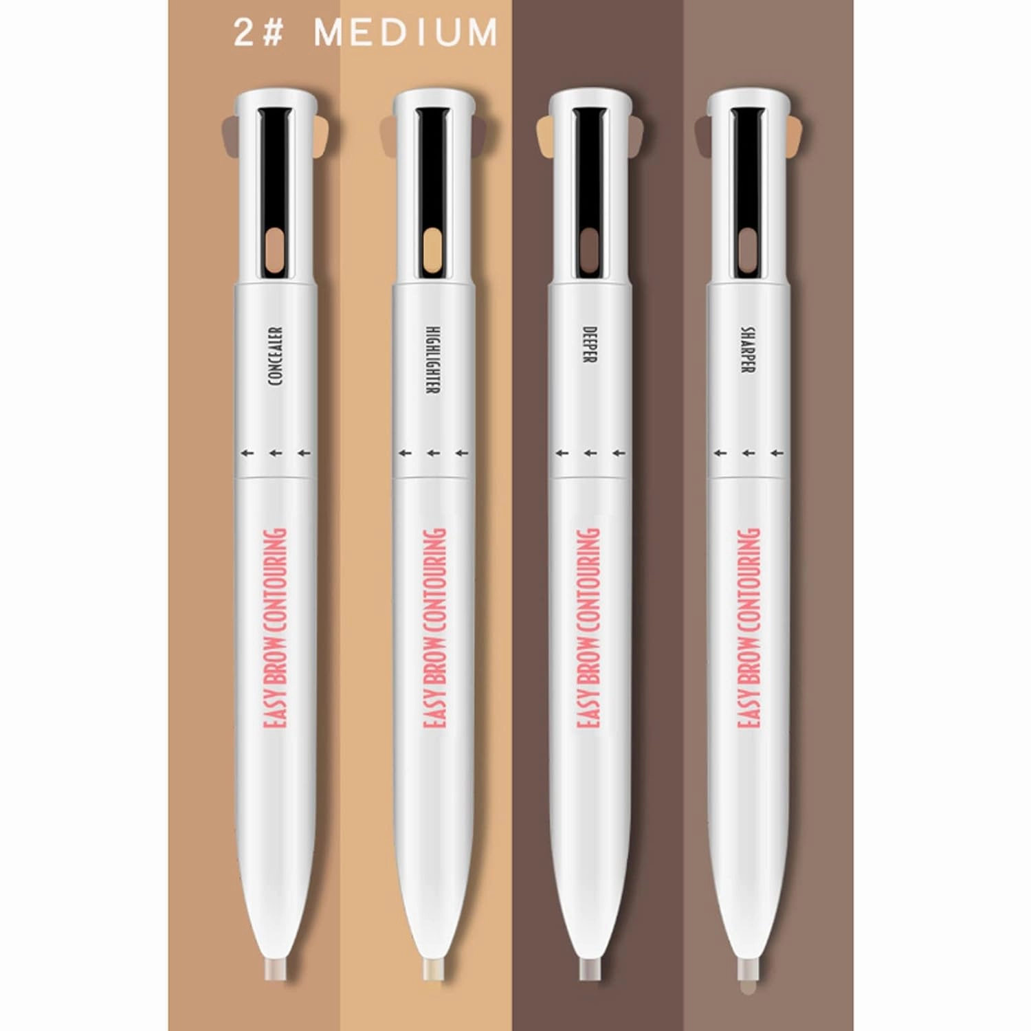 4 In1 Eyebrow Highlight Pen, Eyebrow Pencil, Lasting Eye Makeup Beauty Tool, Brow Defining Pencil (3# Black Brown)