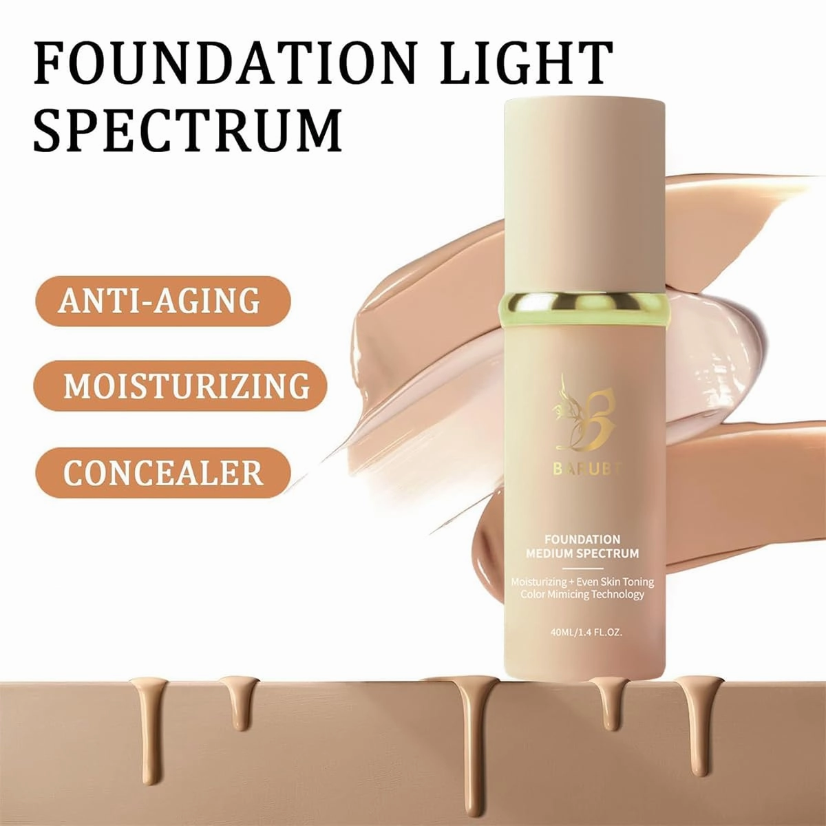 4 in 1 Color-changing Foundation, Smoothes Fine Lines with Sodium Hyaluronate, Hydrating and Nourishing,Concealer, Primer, Waterproof and Sweatproof 3PCS