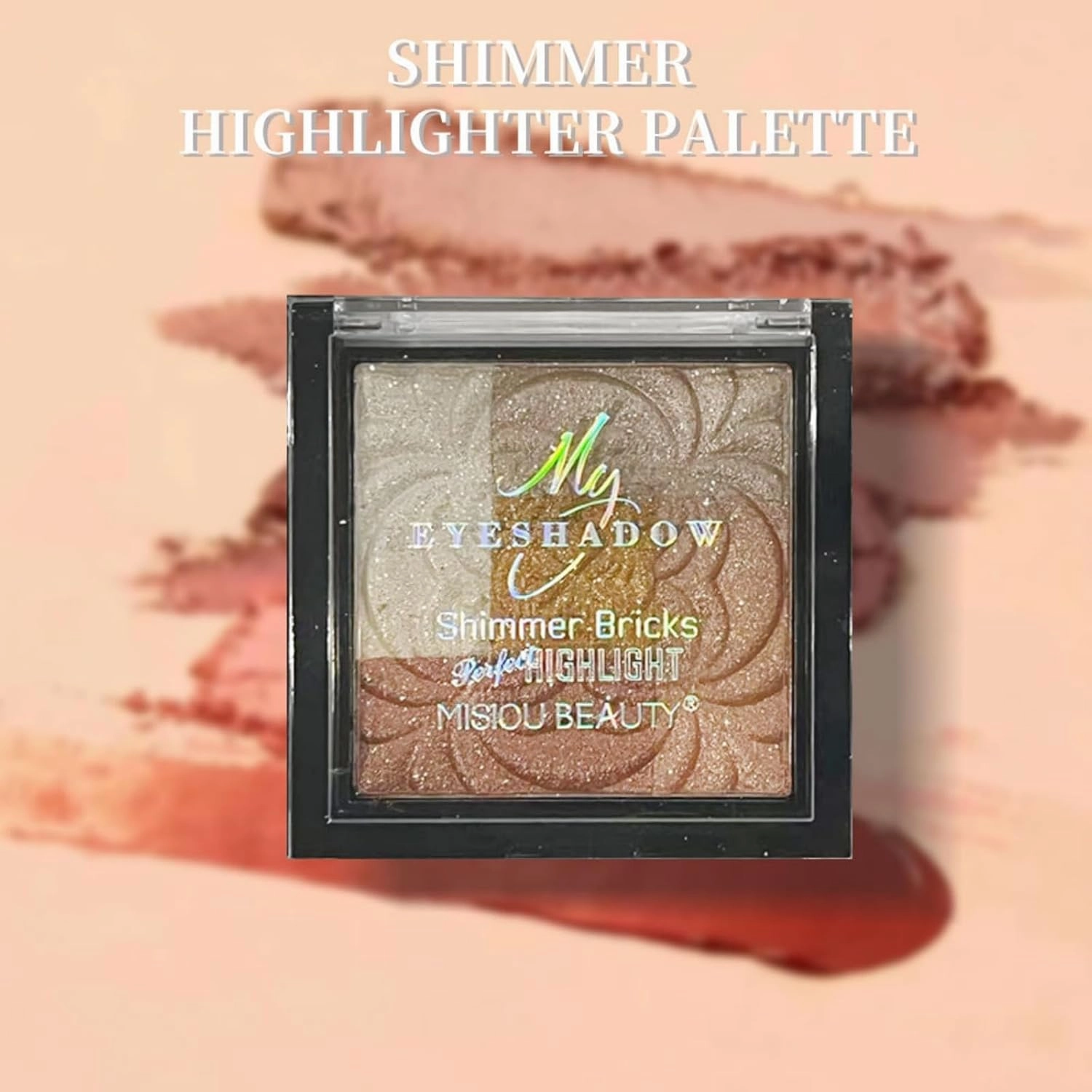 4-in-1 Highlighter & Eyeshadow Palette - Long-Lasting Shimmering Finish, 3D Carved Design, Smudge-Proof & Crease-Resistant for Day to Night Glam (Buildable Radiance) (#01)