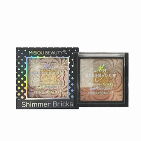 4-in-1 Highlighter & Eyeshadow Palette - Long-Lasting Shimmering Finish, 3D Carved Design, Smudge-Proof & Crease-Resistant for Day to Night Glam (Buildable Radiance) (#01)
