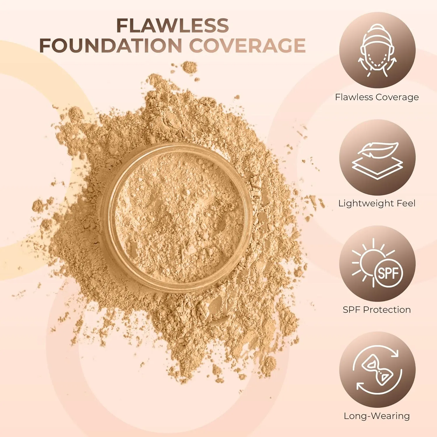 4pc KIT w/KABUKI BRUSH Mineral Makeup Bare Set Full Coverage Concealer Blush Foundation Powder (Beige)