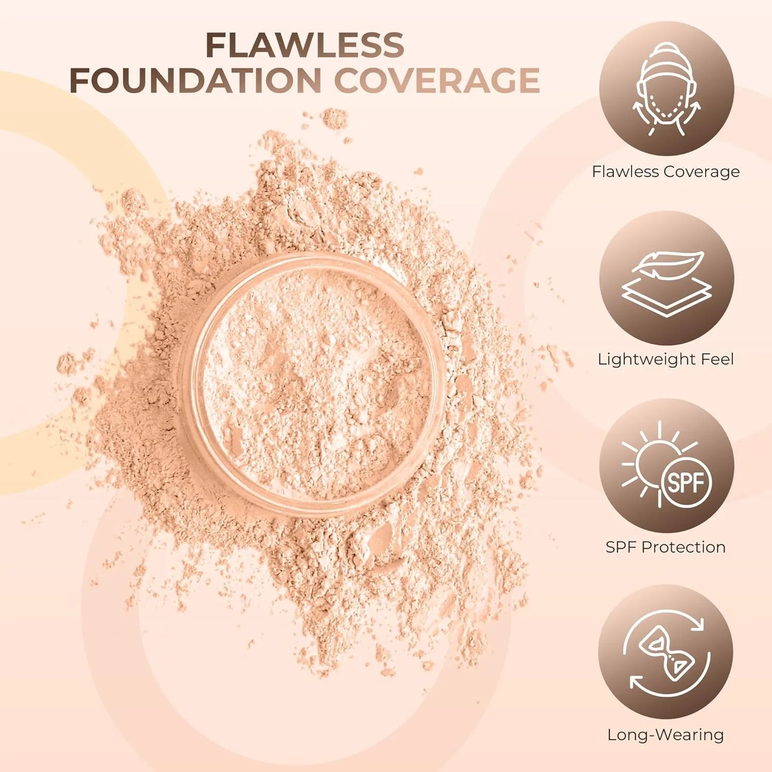 4pc (PINK BISQUE) KIT w/KABUKI BRUSH Mineral Makeup Matte Loose Powder Foundation Concealer Blush Long Lasting Bare Face Cosmetics