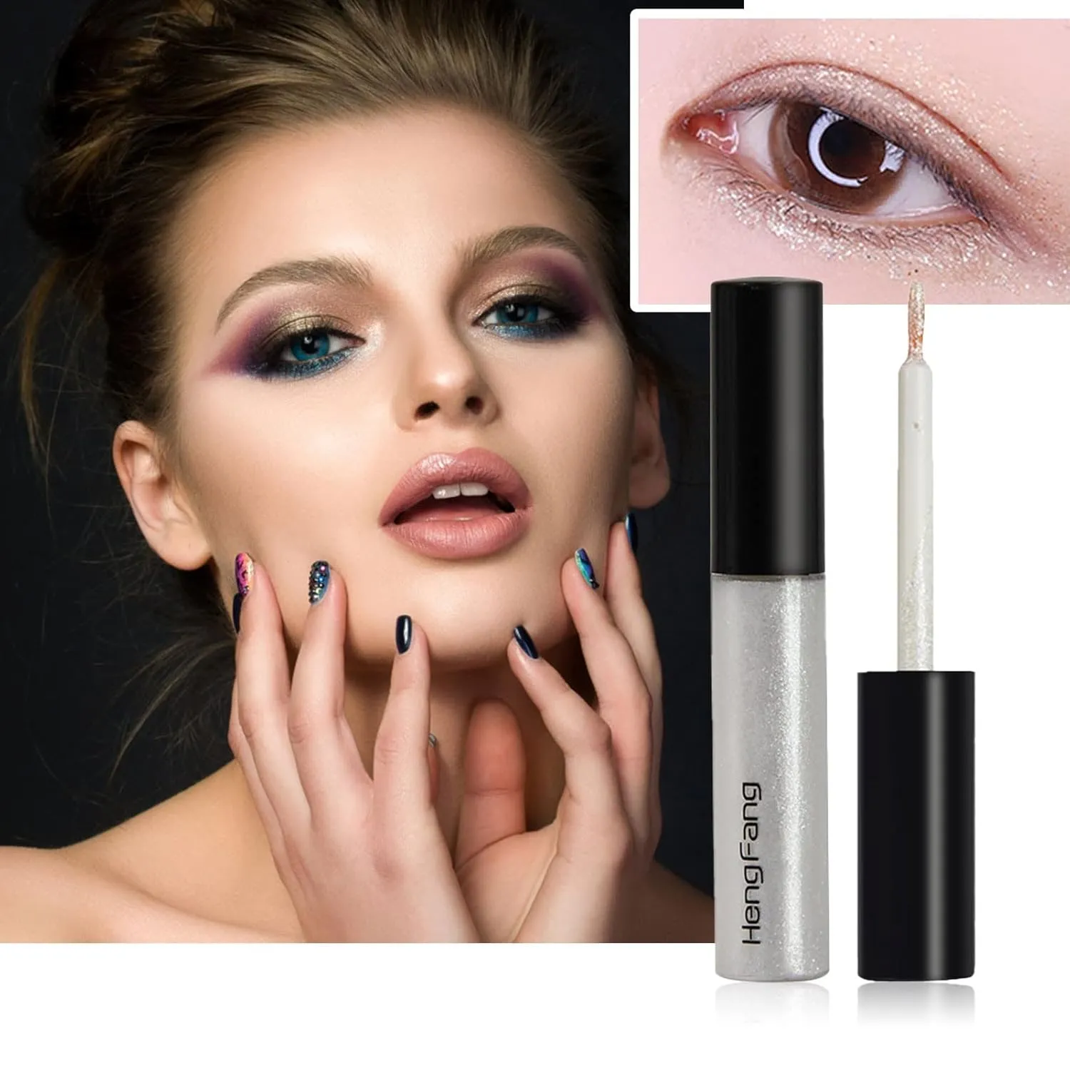 5 ml Pearly Glitter Liquid Eyeshadow, Highly Pigmented Sparkling Shimmer Liquid Eyeliner Shadow, Quick-Drying Water Proof Flashing Sequins Crystal Eye Make Up (A, One Size)