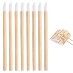 50 disposable lip gloss concealer applicator sticks, bamboo handle lady applicator lipstick brush