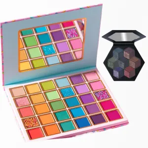 51-Color Eyeshadow Set - 30 Rainbow & 21 Smokey Palettes | Matte, Shimmer, Glitter | Waterproof, Vegan, Cruelty-Free | Makeup Gift Bundle